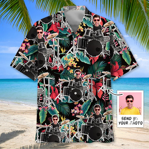 Drummer Tropical Custom Photo Hawaiian Shirt