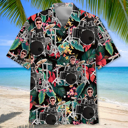 Drummer Tropical Custom Photo Hawaiian Shirt