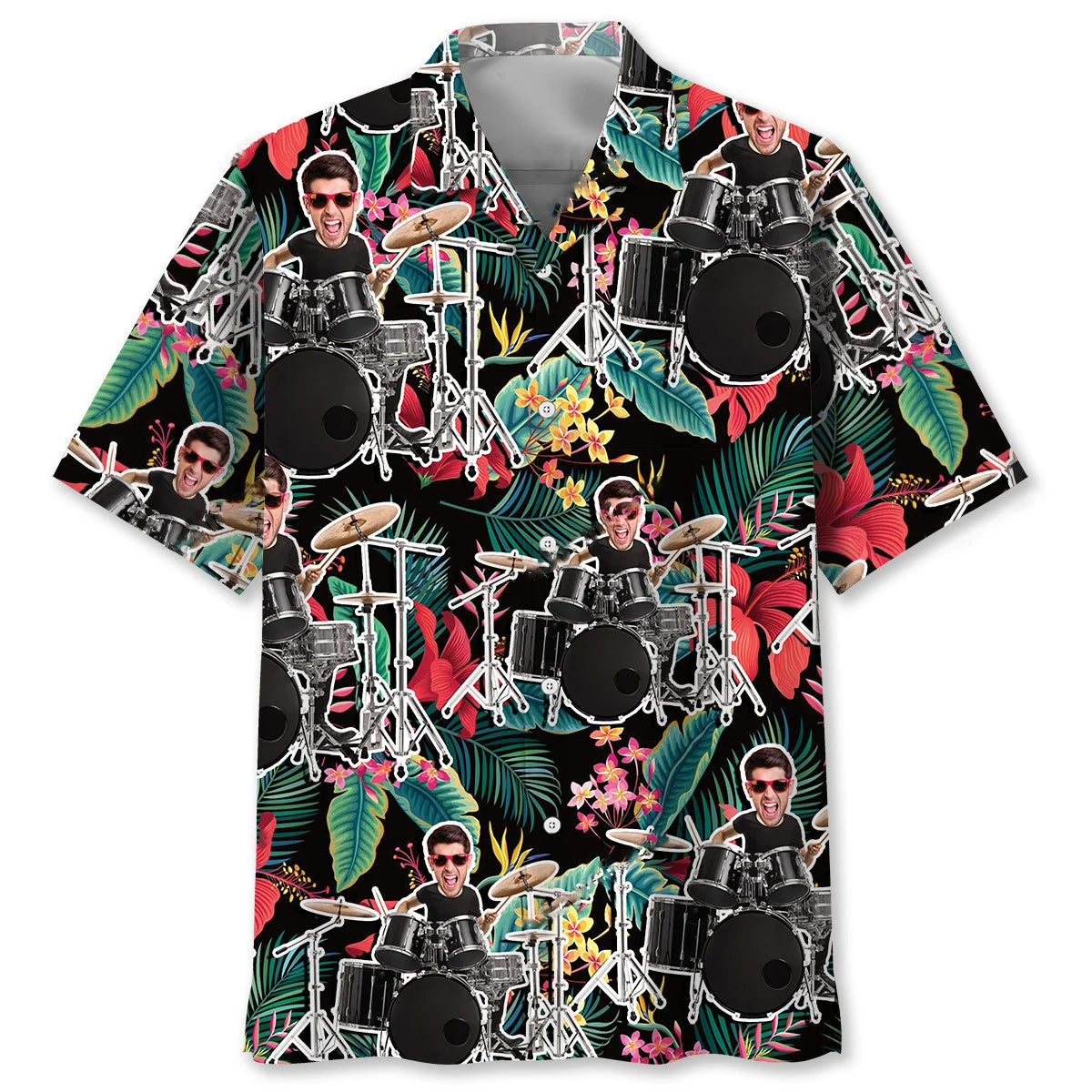 Drummer Tropical Custom Photo Hawaiian Shirt