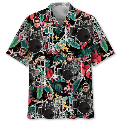 Drummer Tropical Custom Photo Hawaiian Shirt