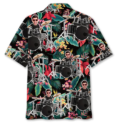 Drummer Tropical Custom Photo Hawaiian Shirt