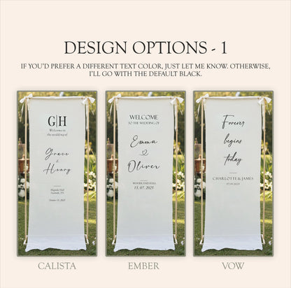 Custom Wedding Welcome Sign Fabric Banner, Boho Ceremony Decor