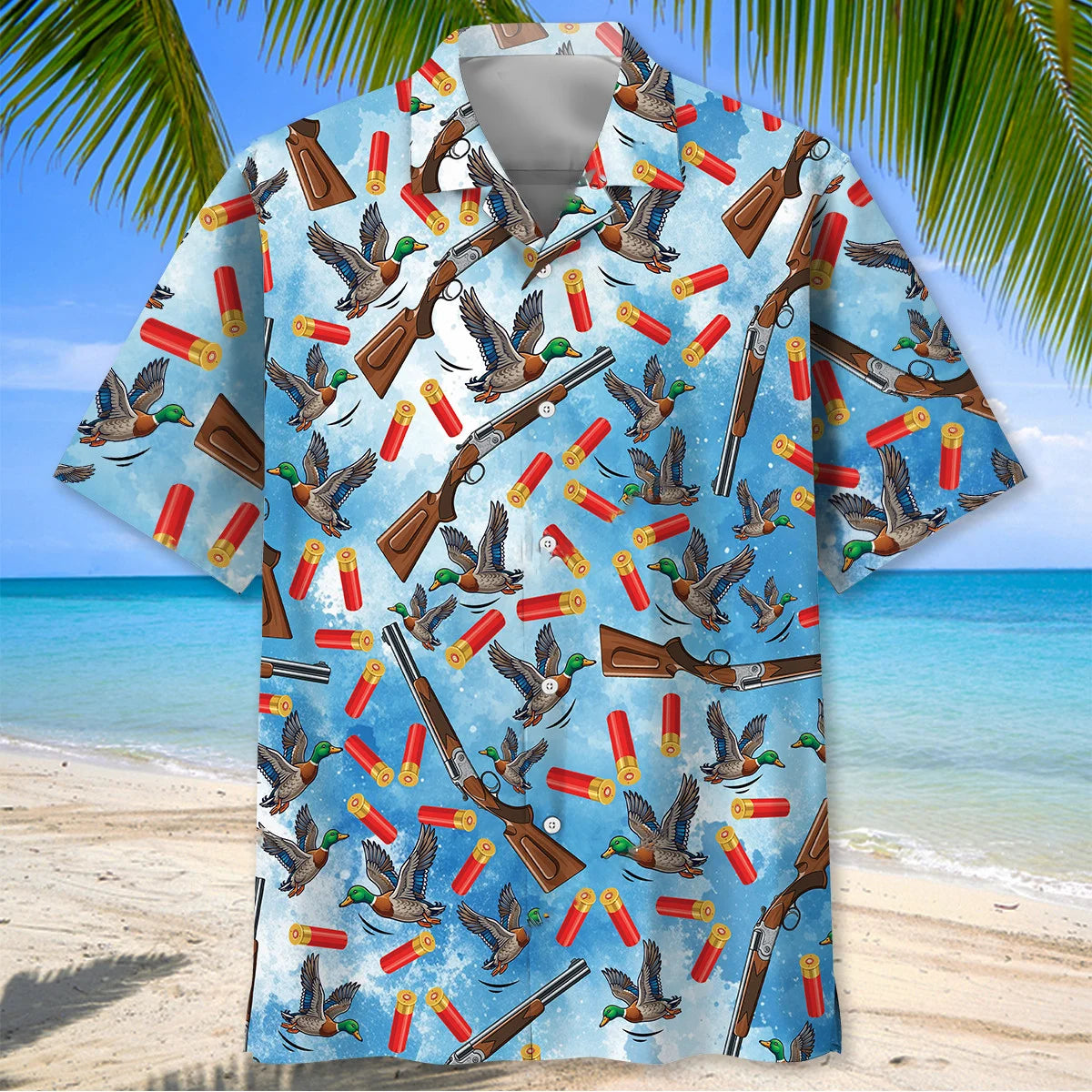 Duck Hunting Blue Hawaiian Shirt