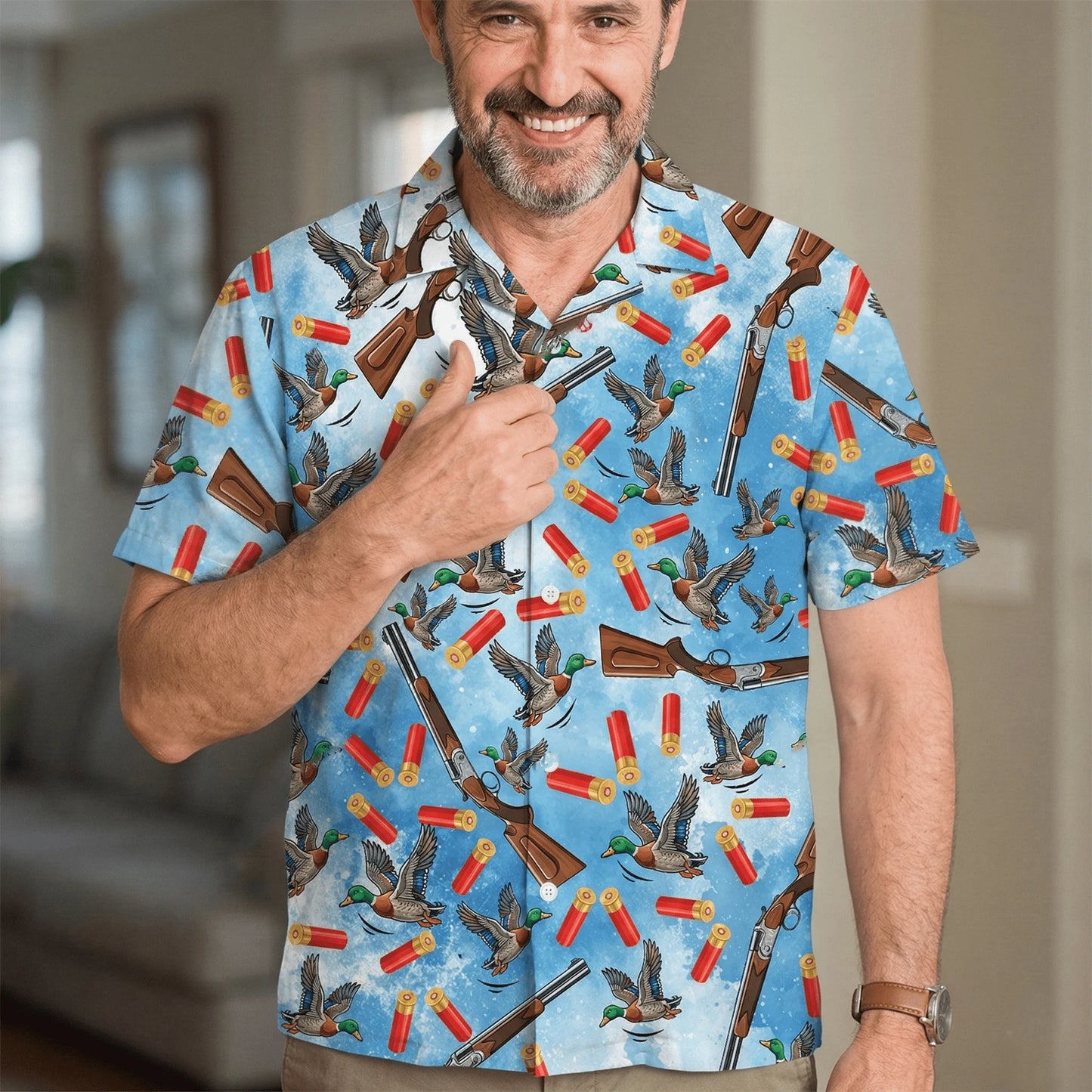 Duck Hunting Blue Hawaiian Shirt