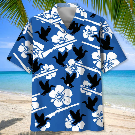 Duck Hunting Hibiscus Hawaiian Shirt - S - hawaiian shirt