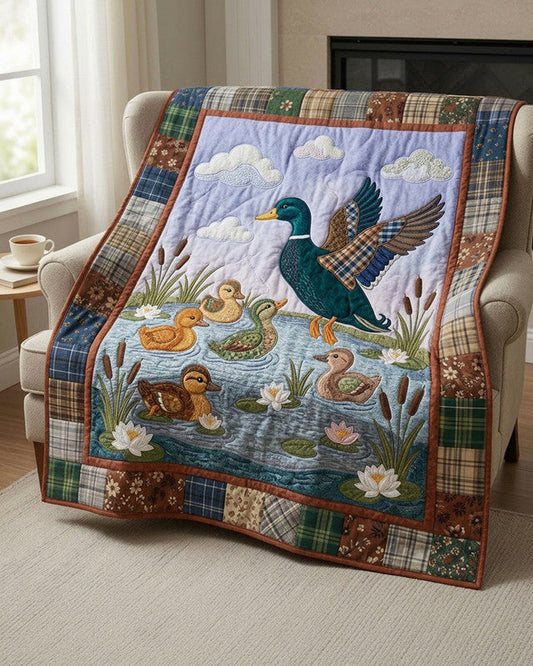 Duckling Fleet Quilt Blanket - Quilted Blanket by OtterMia