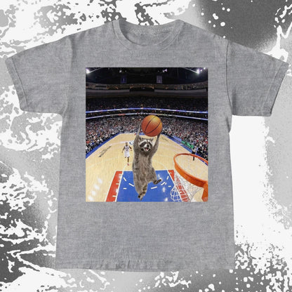 Raccoon Dunk Basketball Shirt – Flying Without Permission, funny meme tee gift (view 16)