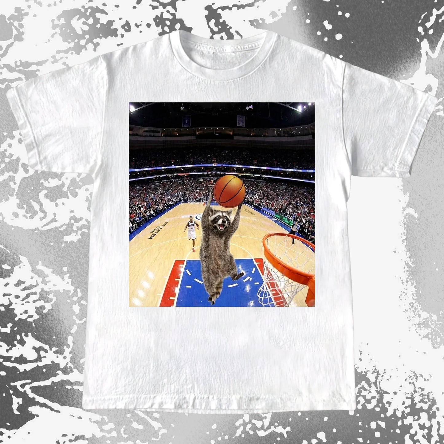 Raccoon Dunk Basketball Shirt – Flying Without Permission, funny meme tee gift (view 17)