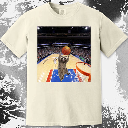 Raccoon Dunk Basketball Shirt – Flying Without Permission, funny meme tee gift (view 18)