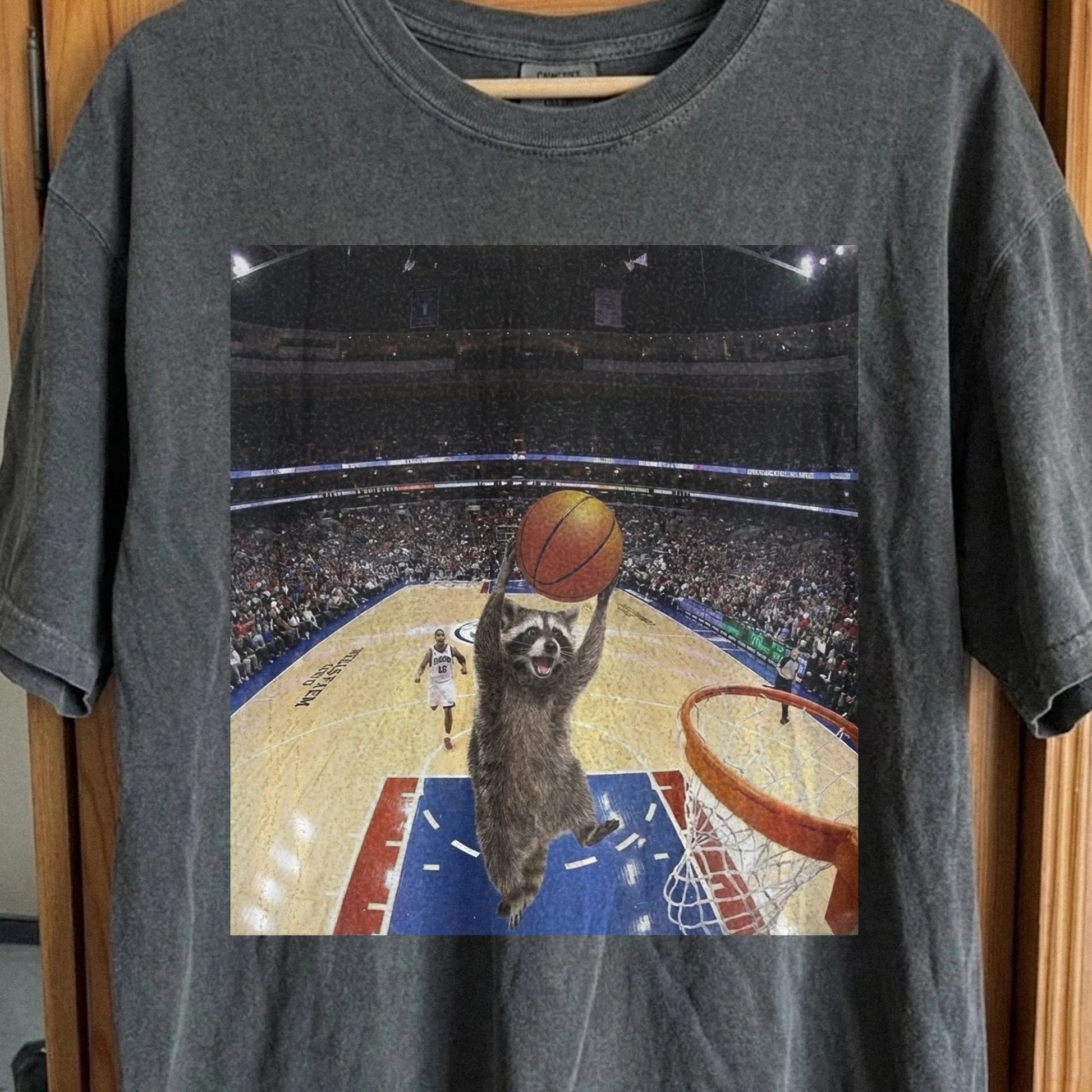 Raccoon Dunk Basketball Shirt – Flying Without Permission, funny meme tee gift