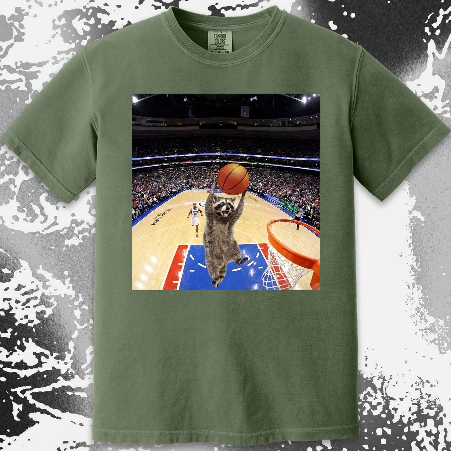 Raccoon Dunk Basketball Shirt – Flying Without Permission, funny meme tee gift (view 15)