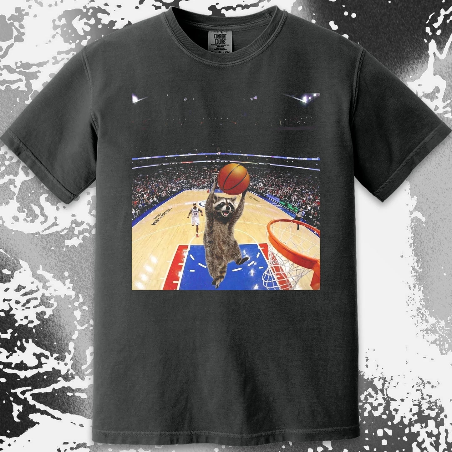 Raccoon Dunk Basketball Shirt – Flying Without Permission, funny meme tee gift (view 5)