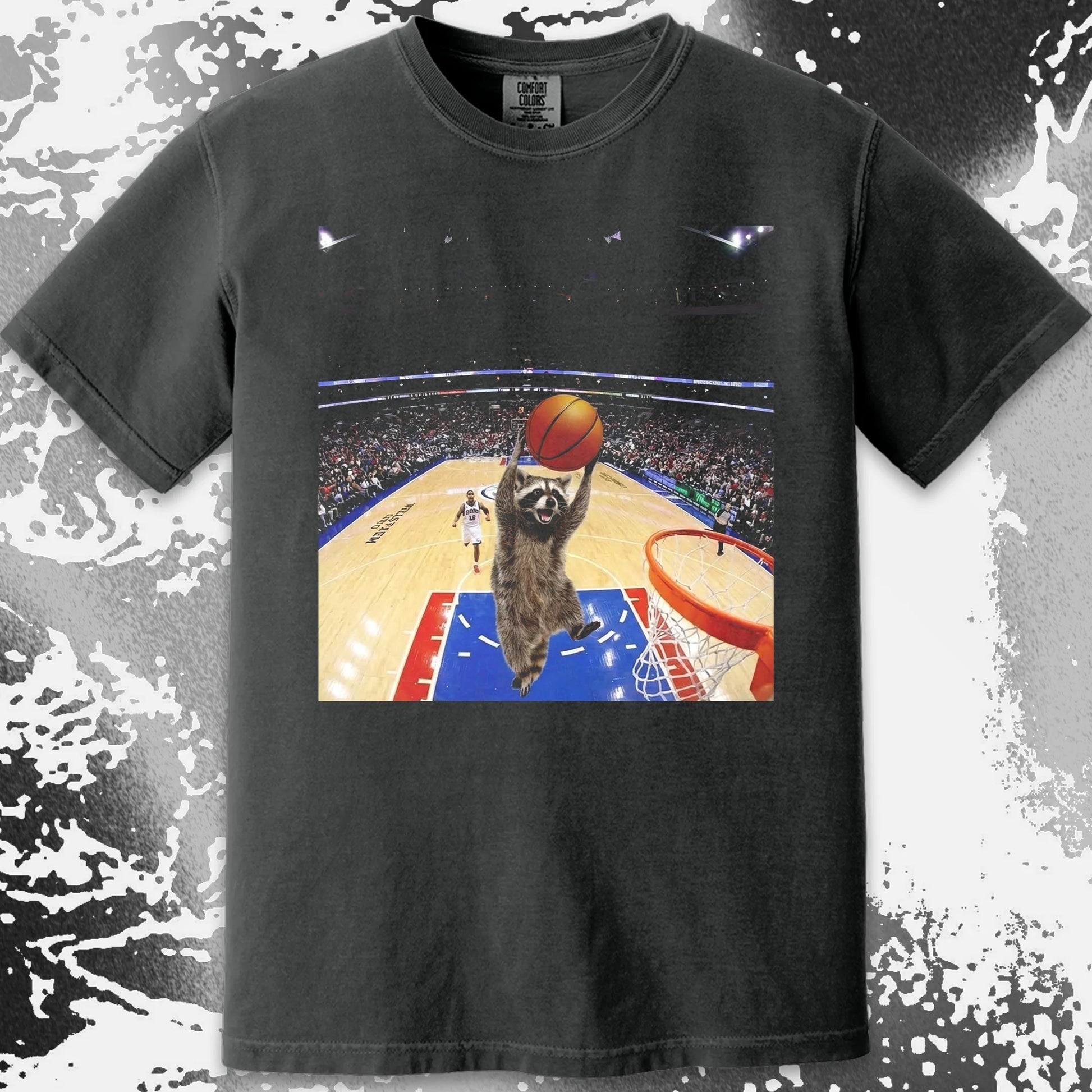 Raccoon Dunk Basketball Shirt – Flying Without Permission, funny meme tee gift (view 5)
