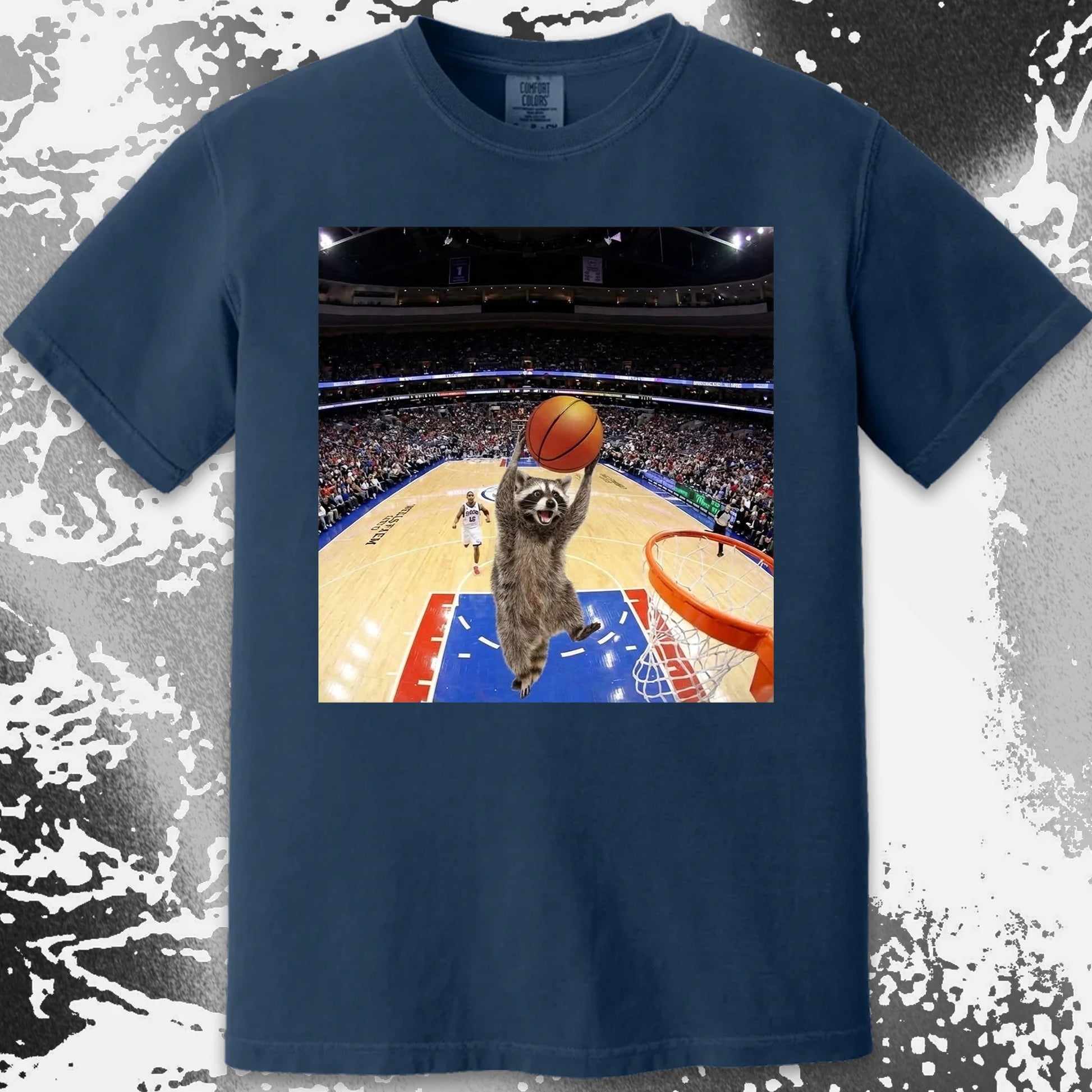 Raccoon Dunk Basketball Shirt – Flying Without Permission, funny meme tee gift (view 7)
