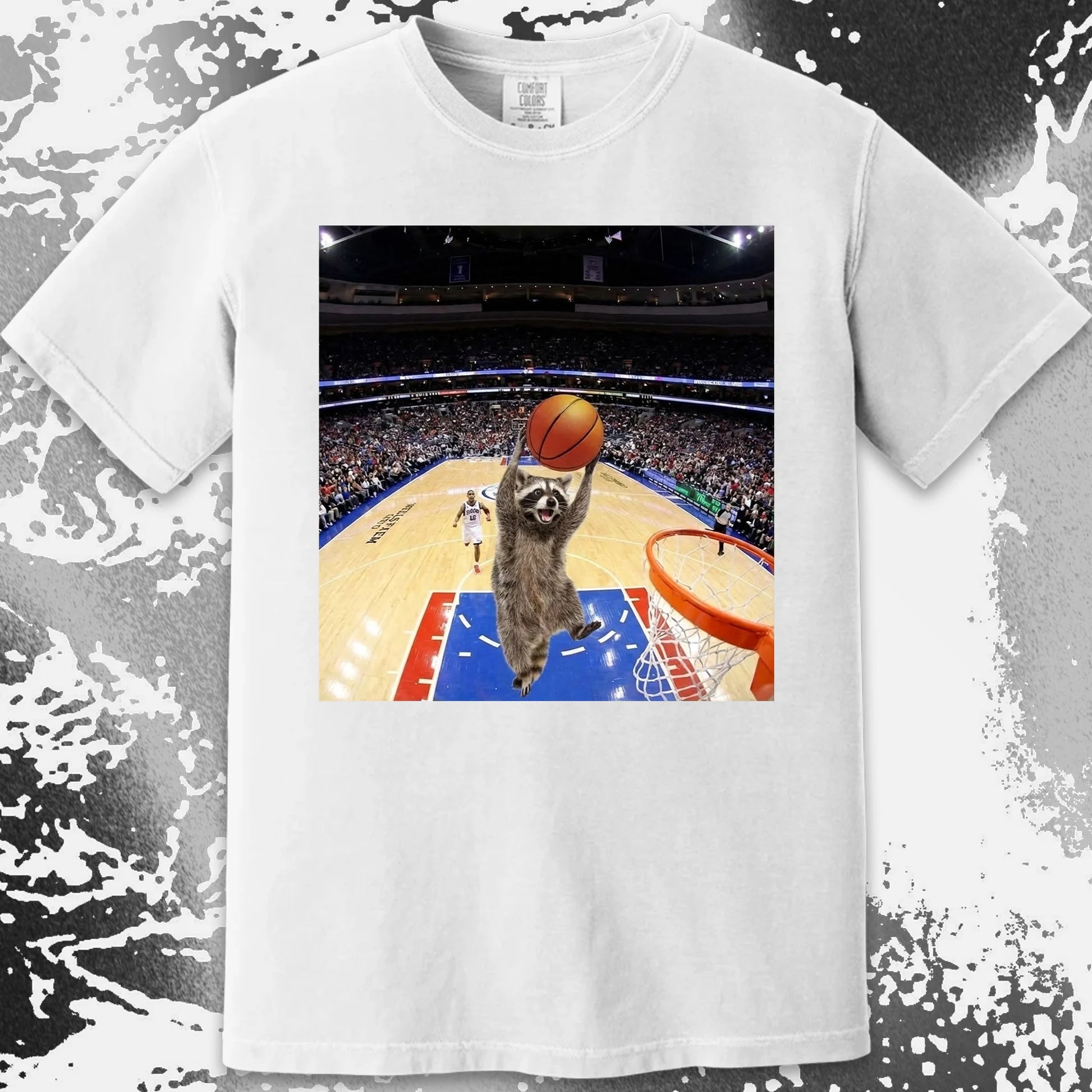 Raccoon Dunk Basketball Shirt – Flying Without Permission, funny meme tee gift (view 8)