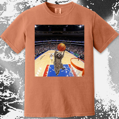 Raccoon Dunk Basketball Shirt – Flying Without Permission, funny meme tee gift (view 9)