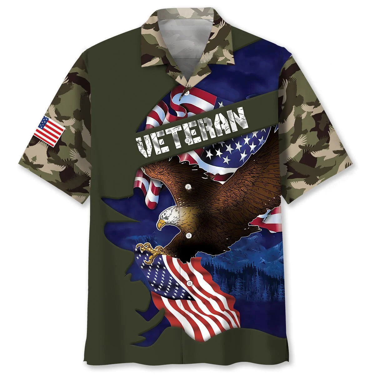 Eagle Camouflage Patriotic Day Hawaiian Shirt