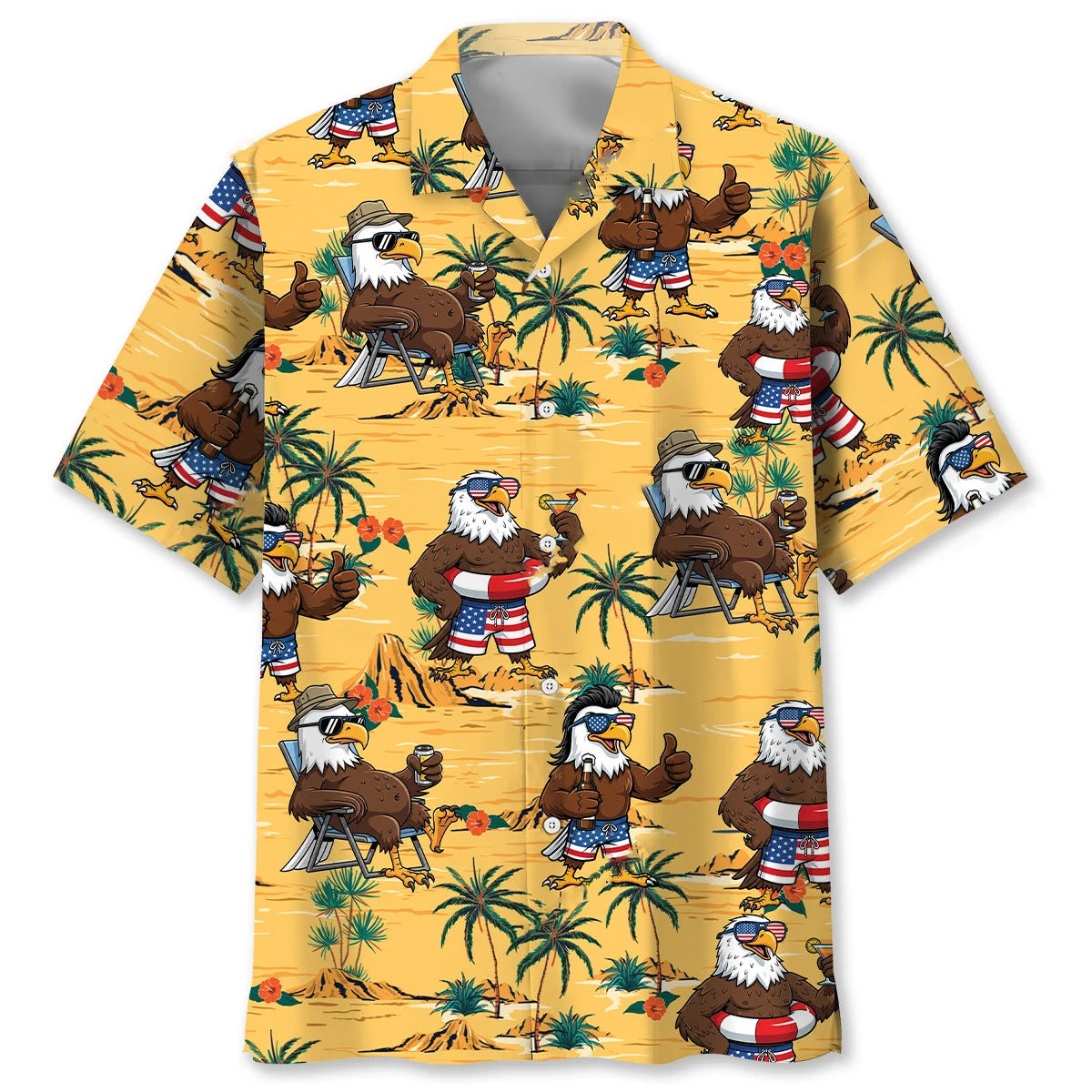 Eagle Chilling Beach Hawaiian Shirt