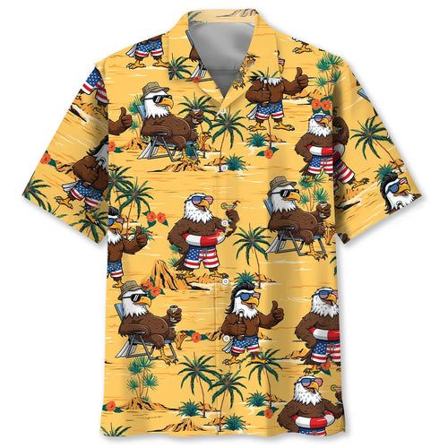 Eagle Chilling Beach Hawaiian Shirt