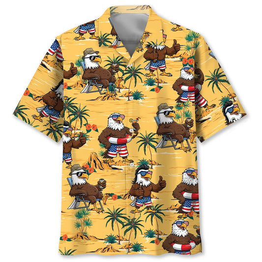Eagle Chilling Beach Hawaiian Shirt - S - hawaiian shirt