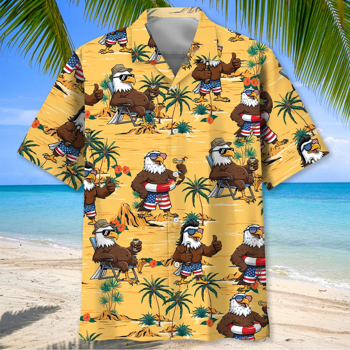 Eagle Chilling Beach Hawaiian Shirt