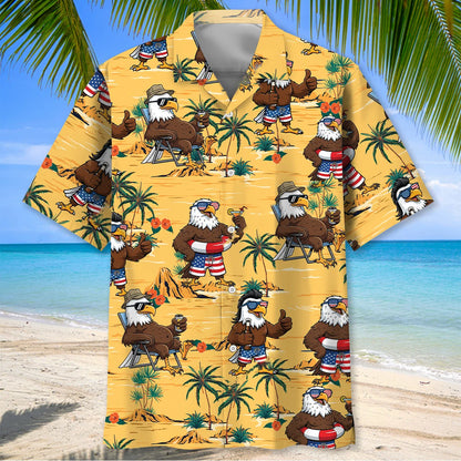 Eagle Chilling Beach Hawaiian Shirt