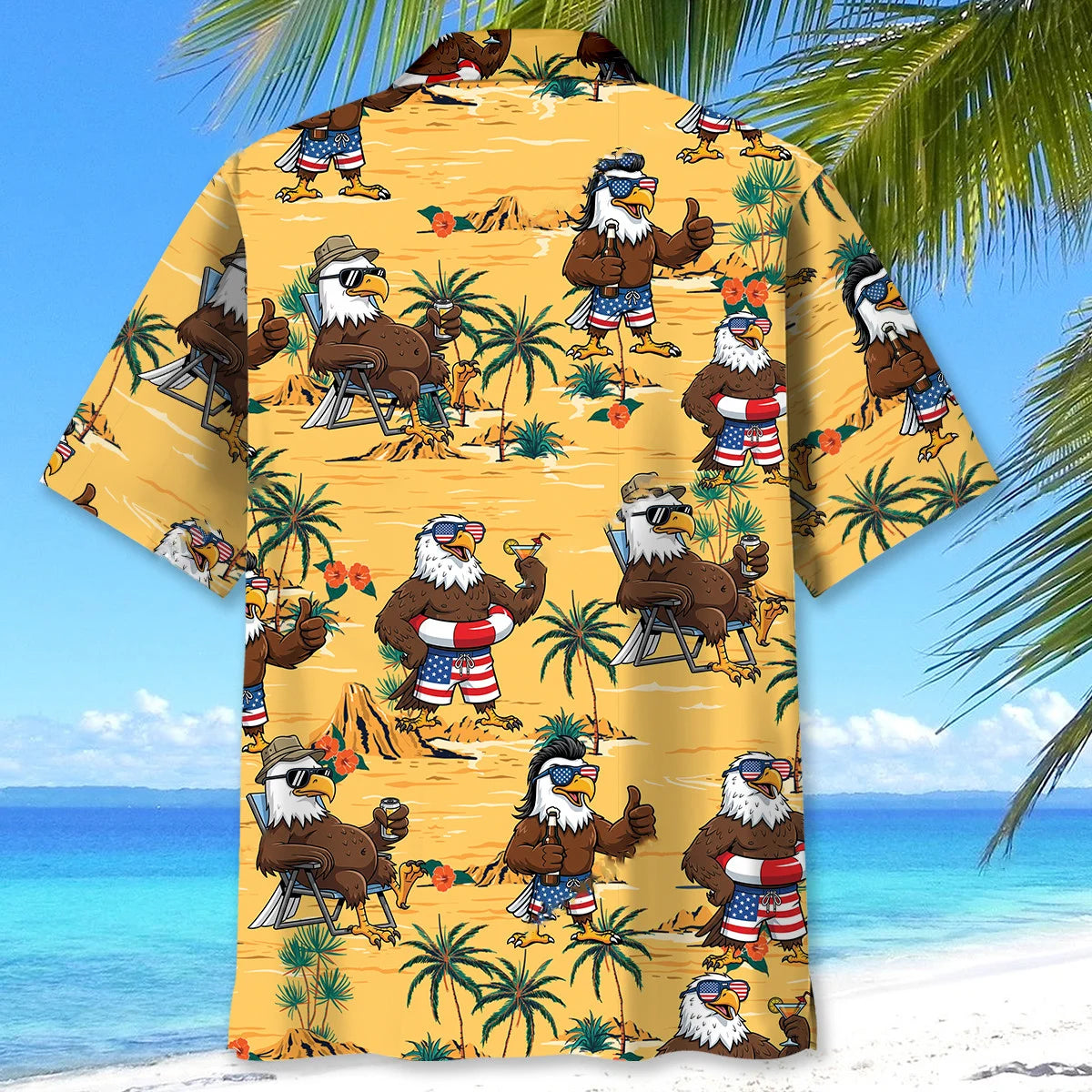 Eagle Chilling Beach Hawaiian Shirt
