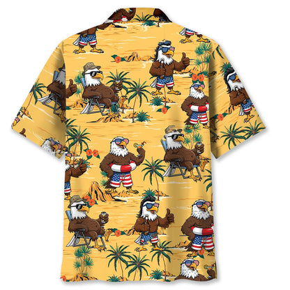 Eagle Chilling Beach Hawaiian Shirt