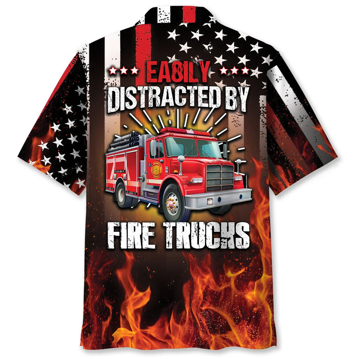 Easily Distracted by Fire Trucks Hawaiian Shirt