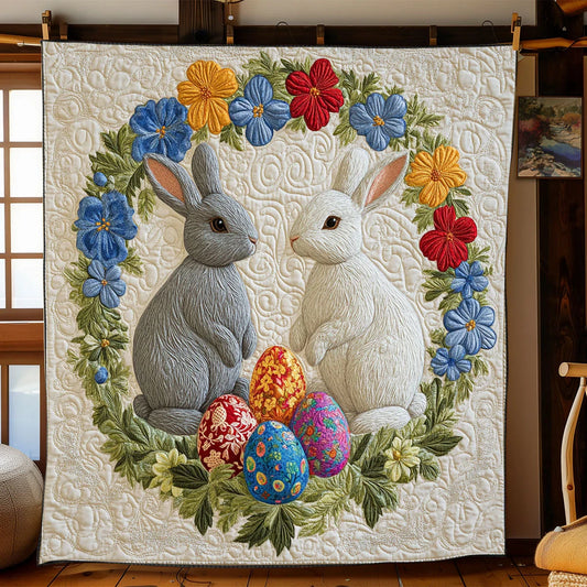 Easter Bunny Garden Quilt Blanket