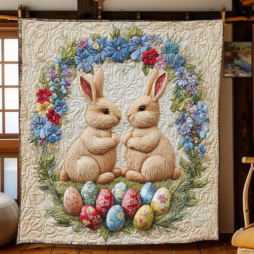 Easter Bunny Garden Quilt Blanket