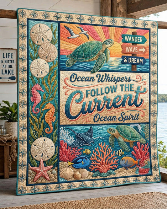 Echo Sea Quilt Blanket - Quilted Blanket by OtterMia