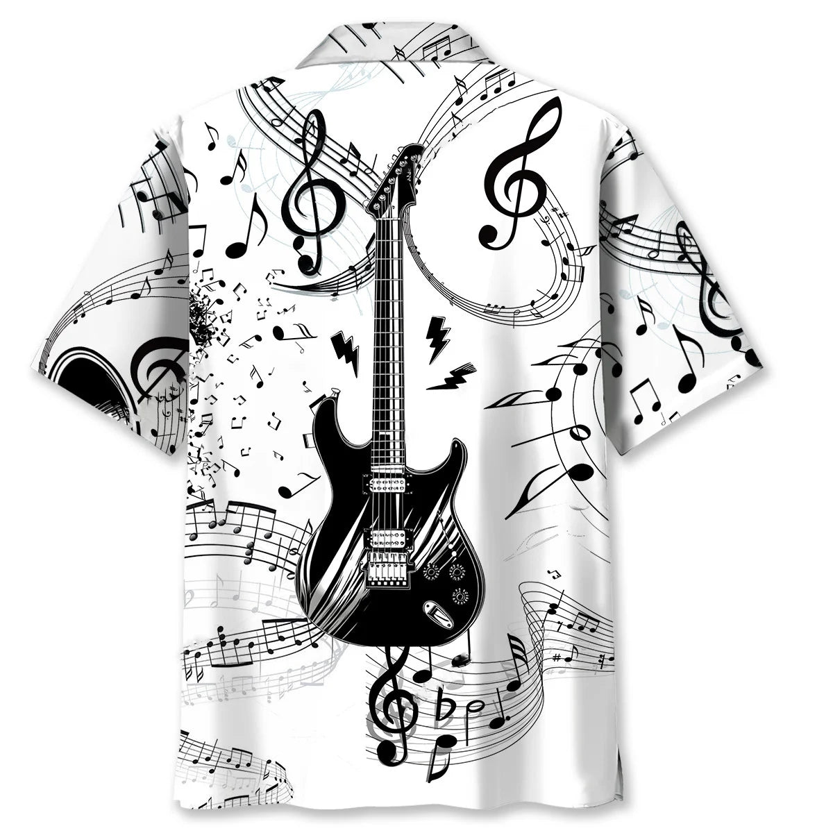 Electric Guitar Black and White Hawaiian Shirt