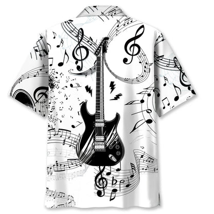 Electric Guitar Black and White Hawaiian Shirt