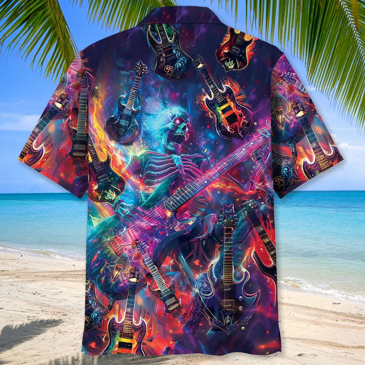 Electric Guitar Rock N Roll Skull Hawaiian Shirt