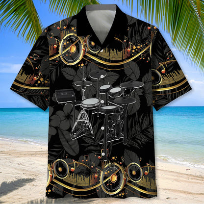Electronic Drum Set Black Music Hawaiian Shirt