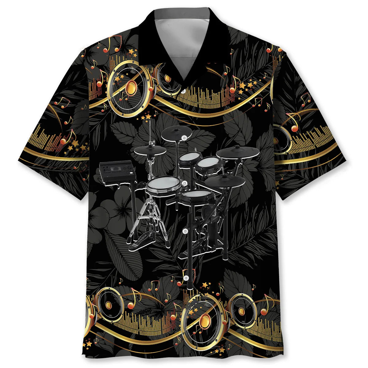 Electronic Drum Set Black Music Hawaiian Shirt