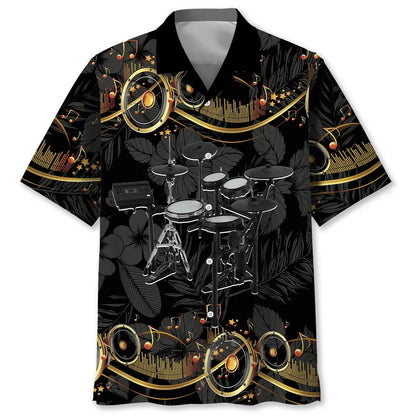 Electronic Drum Set Black Music Hawaiian Shirt