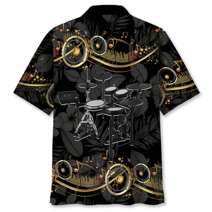 Electronic Drum Set Black Music Hawaiian Shirt