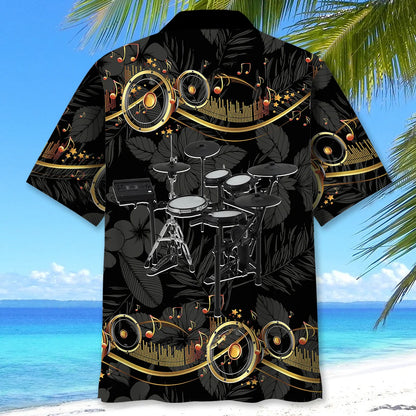 Electronic Drum Set Black Music Hawaiian Shirt