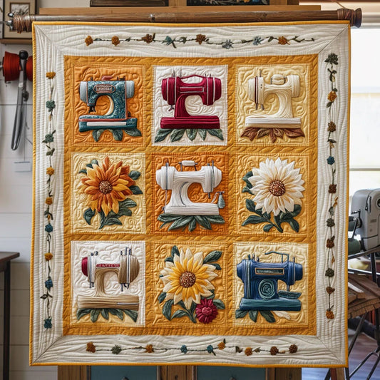 Elegant Chrysanthemum Sewing Machine Quilt Blanket