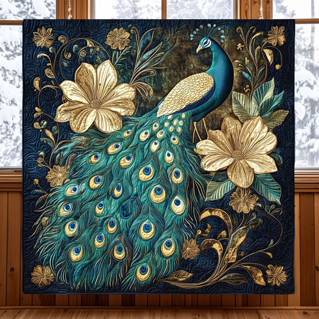 Elegant Peacock Quilt Blanket