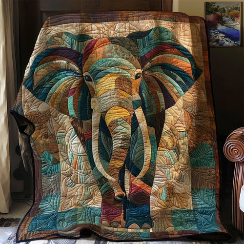 Elephant Abstract Quilt Blanket