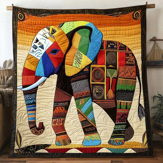 Elephant Ancestral Glow Quilt Blanket