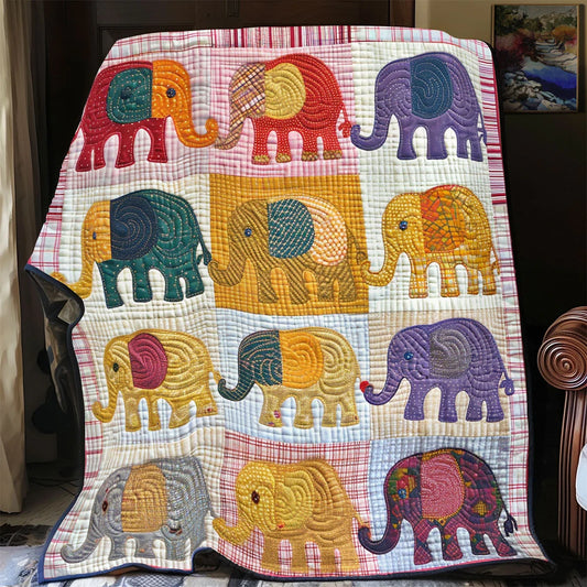 Elephant Brights Quilt Blanket