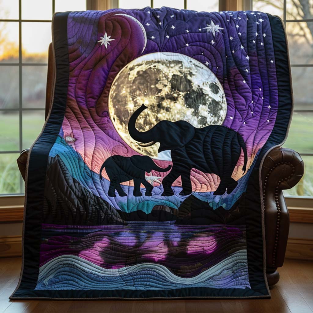 Elephant Charm Quilt Blanket - Quilted Blanket by OtterMia