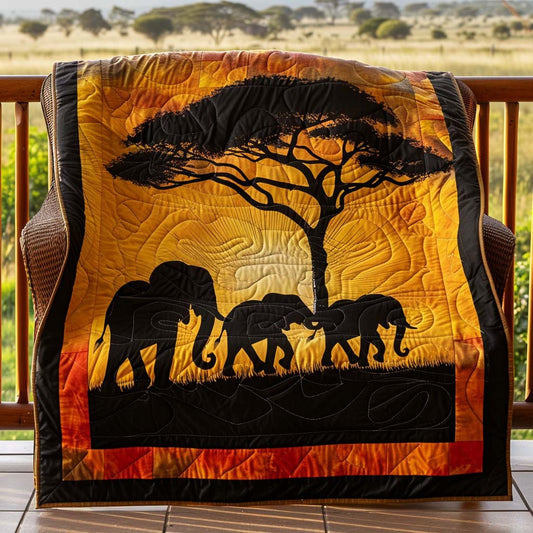Elephant Forest Quilt Blanket - Quilted Blanket by OtterMia