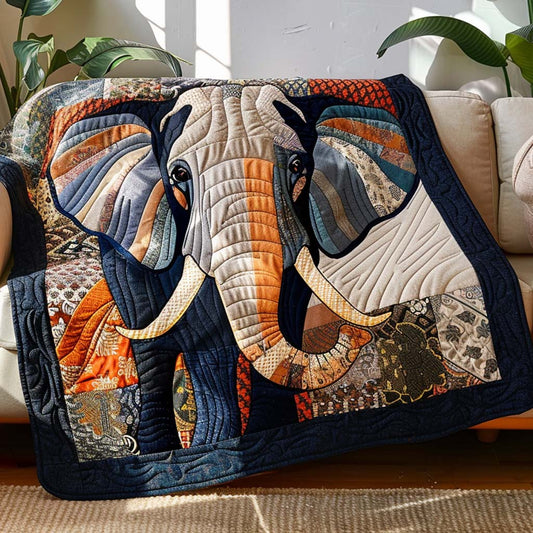 Elephant Glow Quilt Blanket - Quilted Blanket by OtterMia