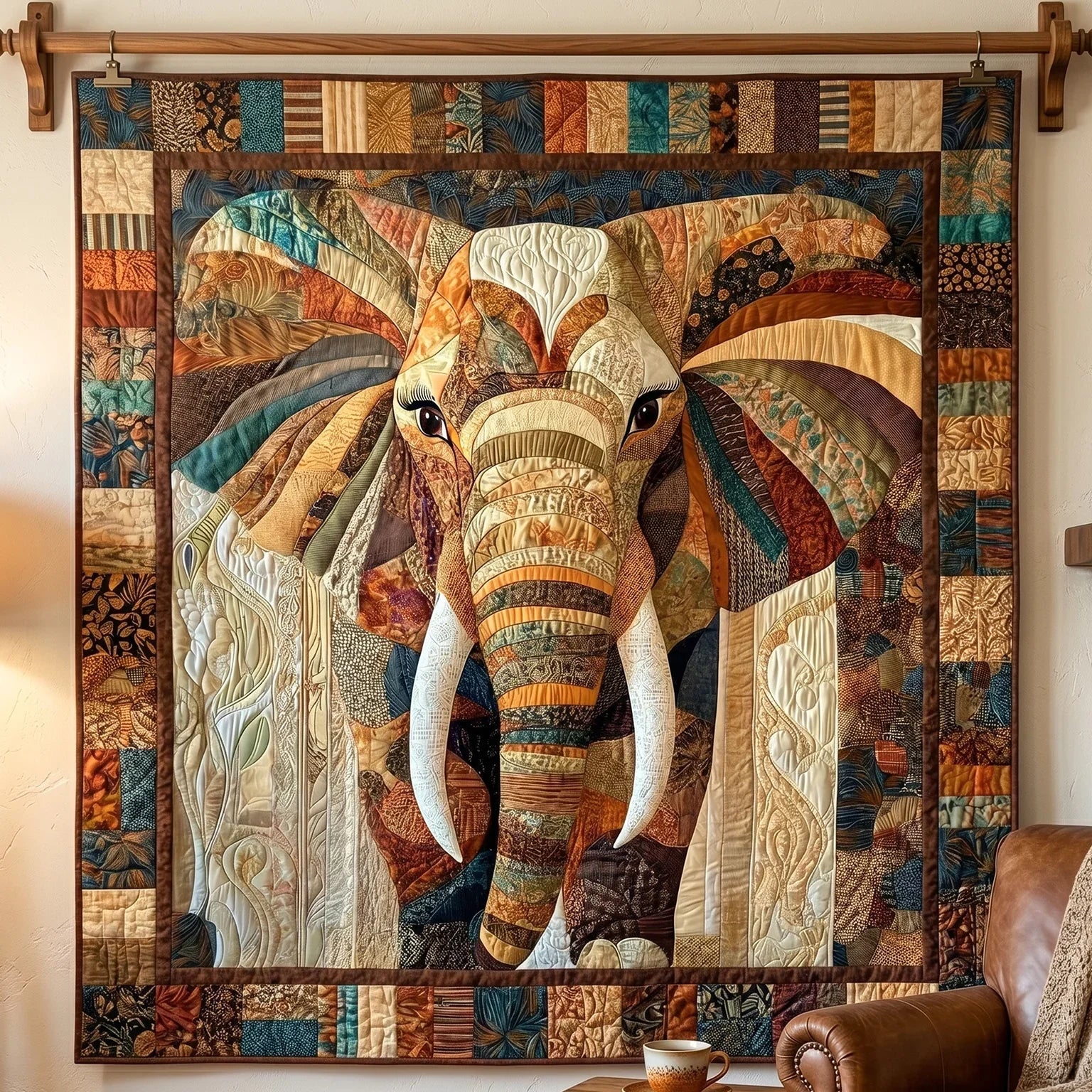 Elephant Majesty Quilt Blanket - Quilted Blanket by OtterMia