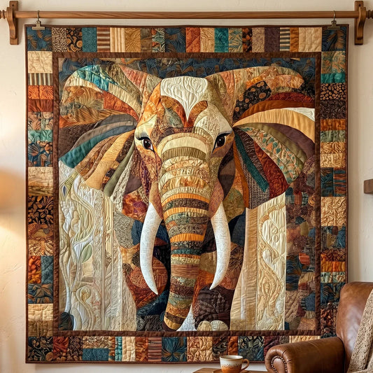 Elephant Majesty Quilt Blanket - Quilted Blanket by OtterMia